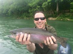 Nice rainbow caught/released yesterday on Taney.  White Jig.
