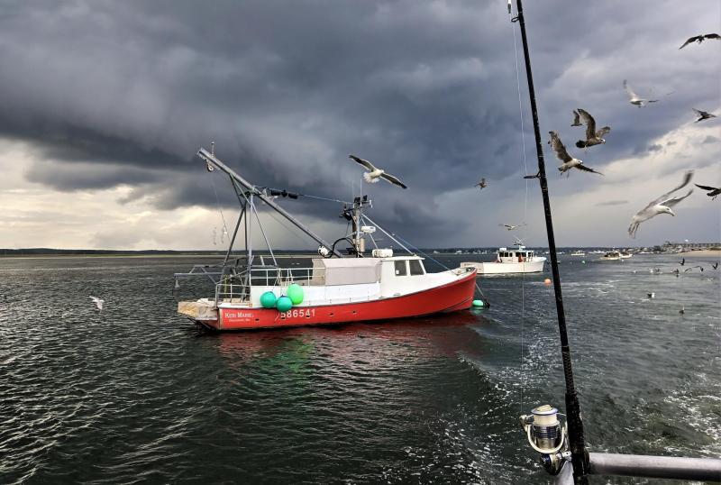 Seabrook Marina -  Red boat in storm.jpg